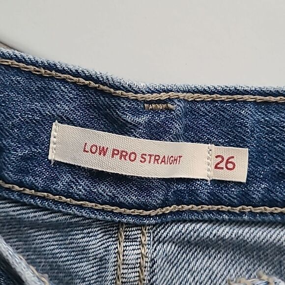 Levi's Low Pro Straight leg Blue Jeans Denim Distressed Women's 26 Cotton Pants - Picture 6 of 10
